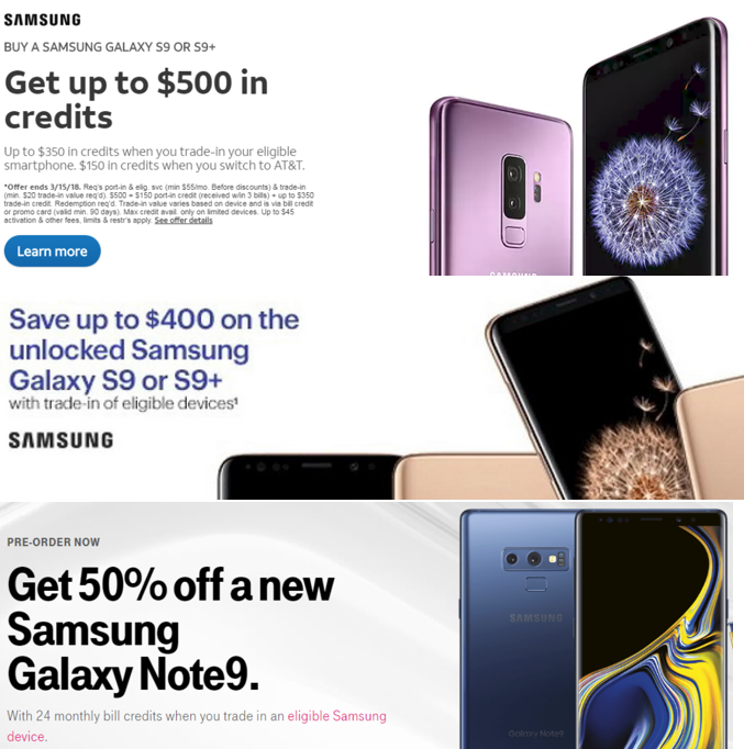 Ads for Samsung Smartphones